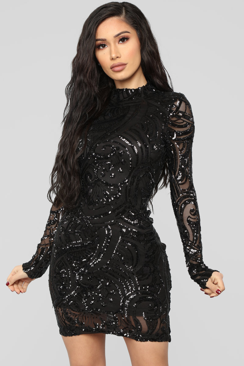 Wildest Dreams Sequin Dress - Black ...